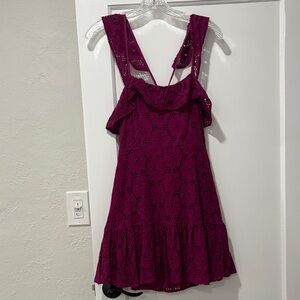 Lulu's Burgundy Lace Mini Dress